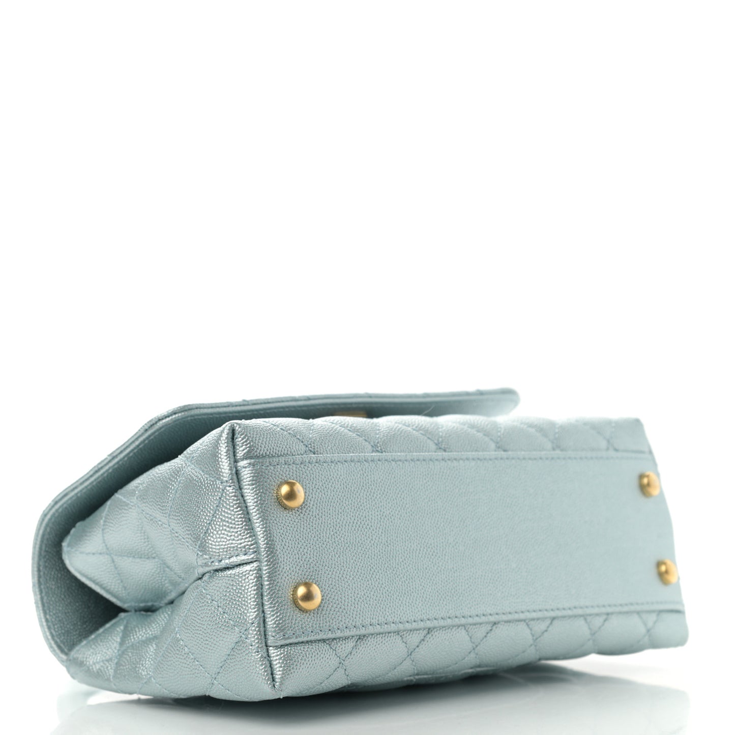 Metallic Caviar Quilted Mini Coco Handle Flap Light Blue