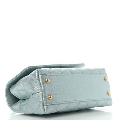 Chanel Metallic Caviar Quilted Mini Coco Handle Flap Light Blue 4 of 10