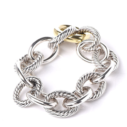 David Yurman Sterling Silver 18K Yellow Gold 19mm Extra Large Oval Link Bracelet 3 of 6