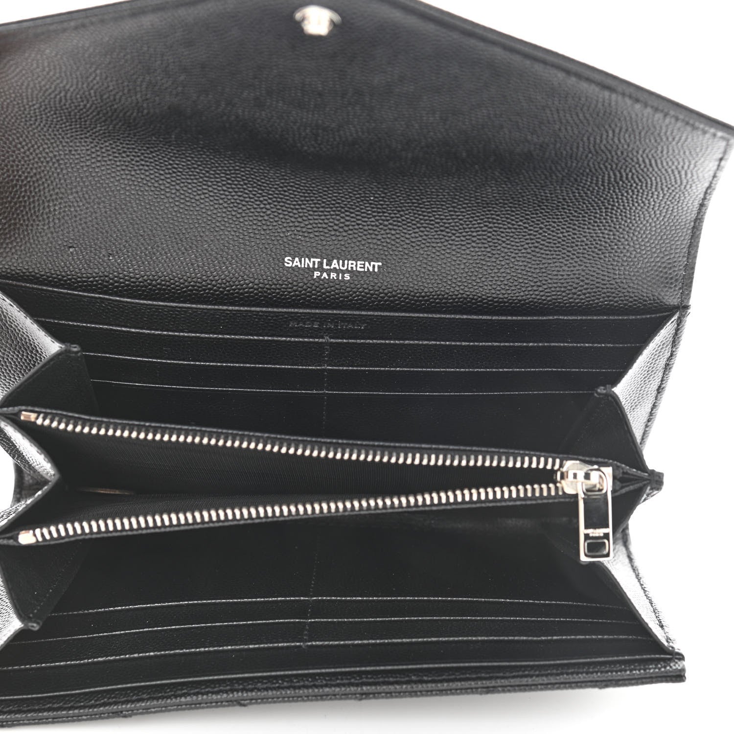 Saint Laurent Calfskin Matelasse Chevron Monogram Flap Wallet Black 5 of 9