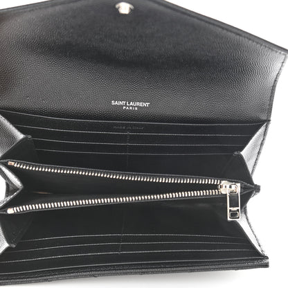 Saint Laurent Calfskin Matelasse Chevron Monogram Flap Wallet Black 5 of 9