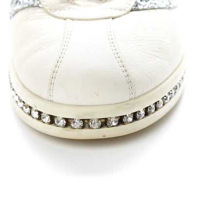 Gucci Calfskin Glitter Crystal Womens Sylvie Web Falacer Sneakers 36.5 White 13 of 18