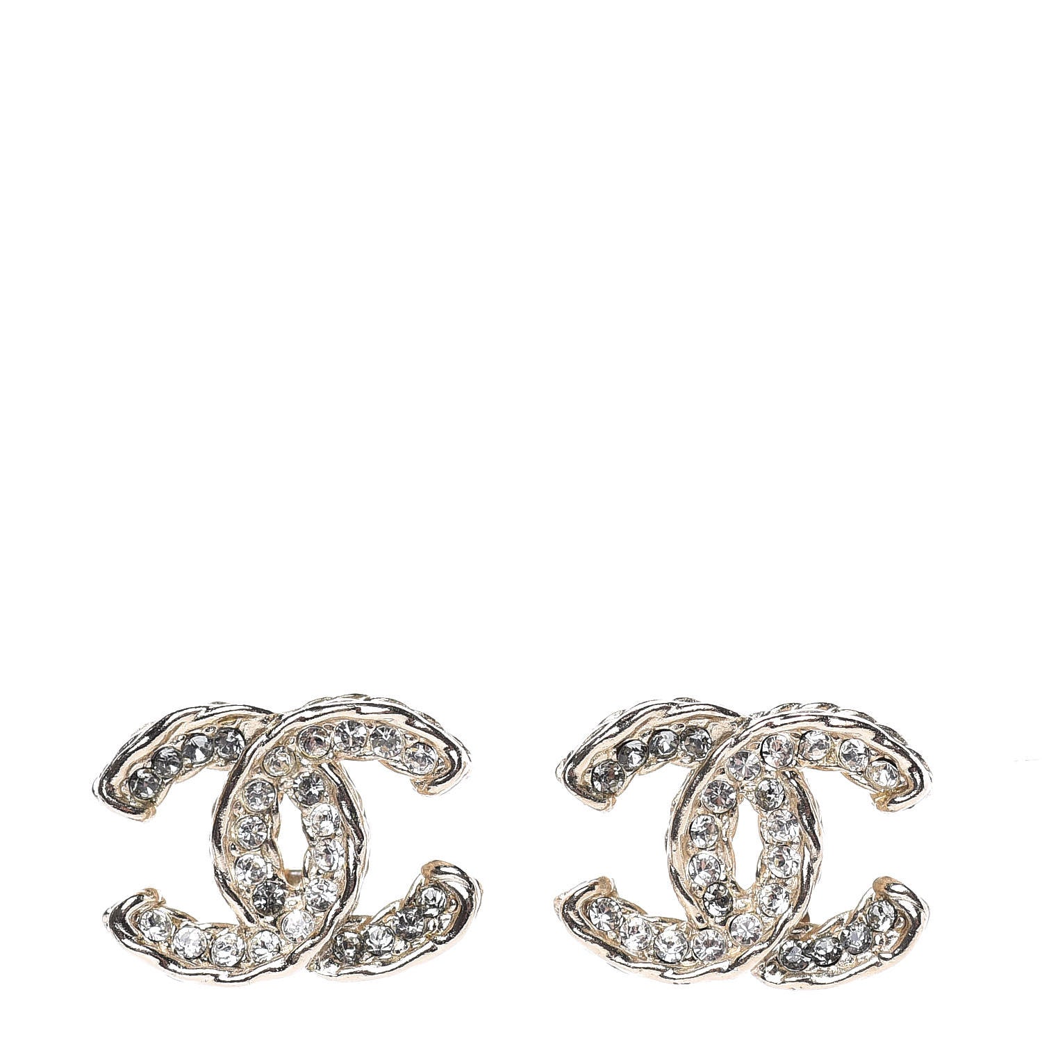 Chanel Crystal CC Earrings Light Gold 1 of 6