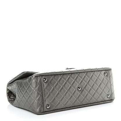 Chanel Metallic Calfskin Quilted XXL Travel Flap Bag Dark Silver 4 of 10