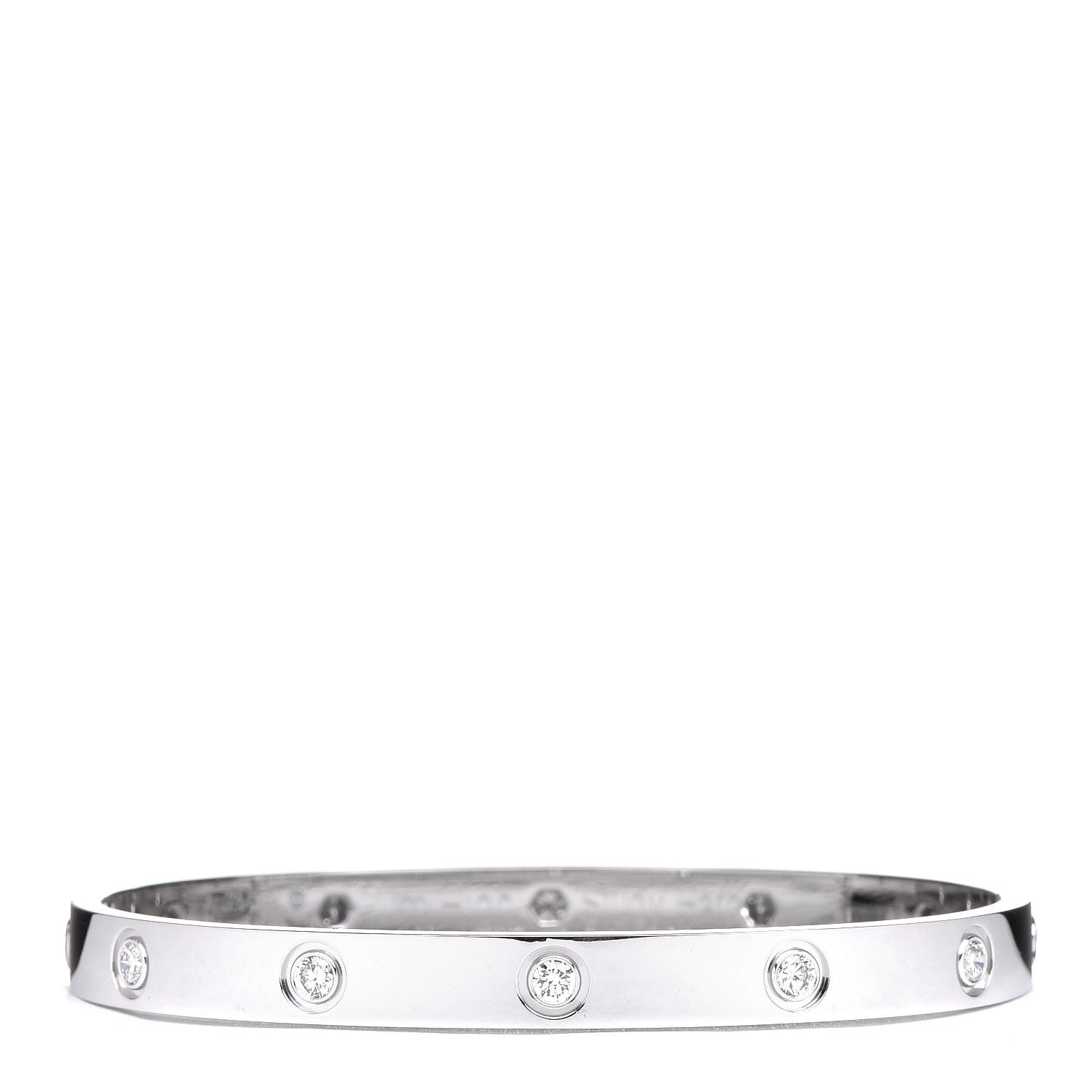 Cartier 18K White Gold 10 Diamond LOVE Bracelet 18 1 of 10