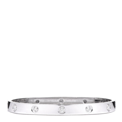 Cartier 18K White Gold 10 Diamond LOVE Bracelet 18 1 of 10