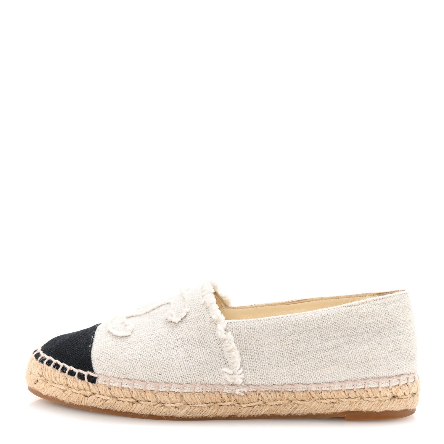 Chanel Linen CC Espadrilles 39 Beige Black 1 of 9