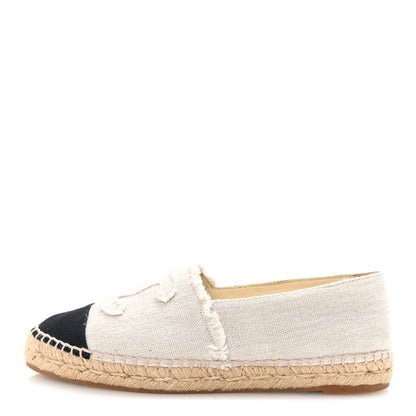 Chanel Linen CC Espadrilles 39 Beige Black 1 of 9