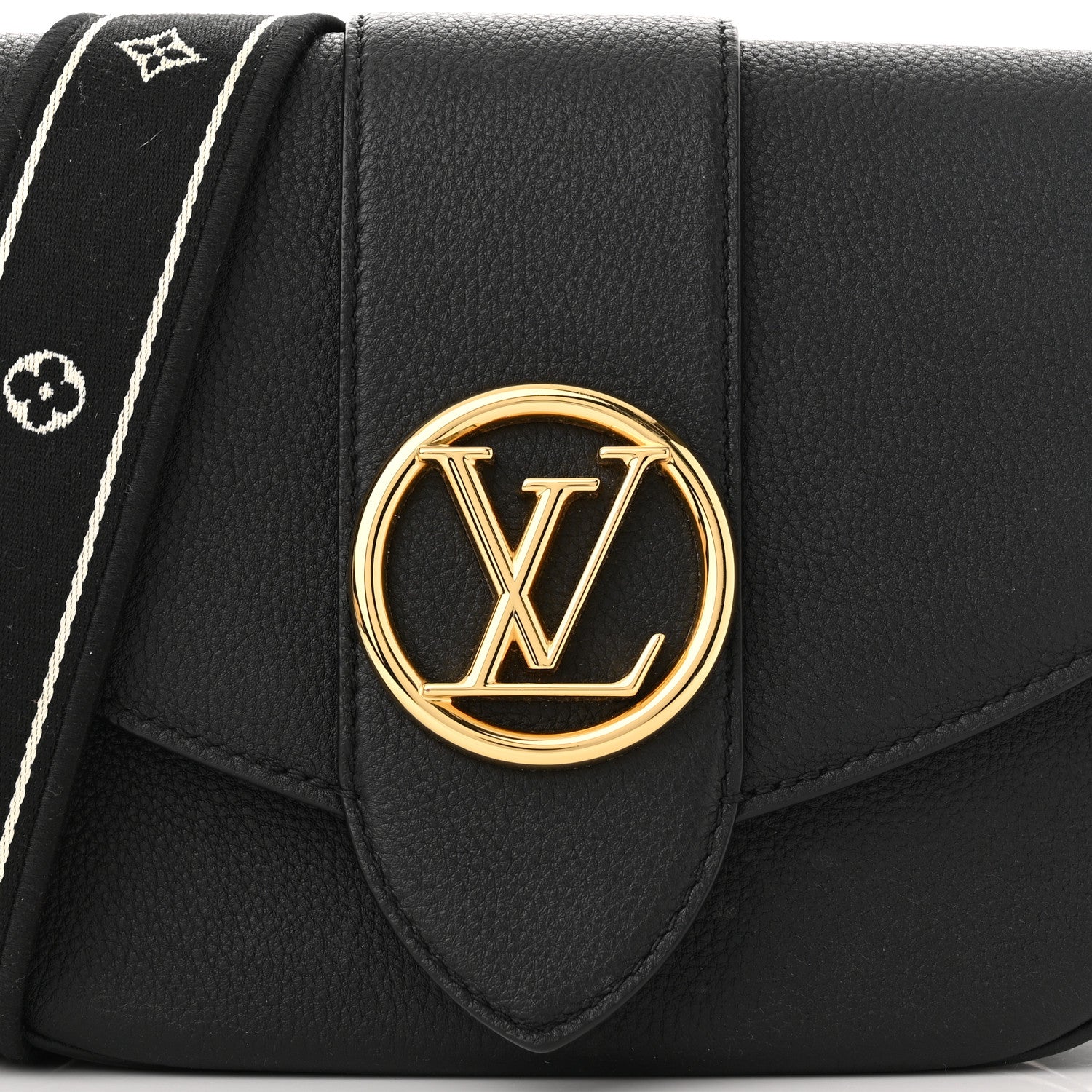 Louis Vuitton Grained Calfskin LV Pont 9 Soft MM Black 7 of 10