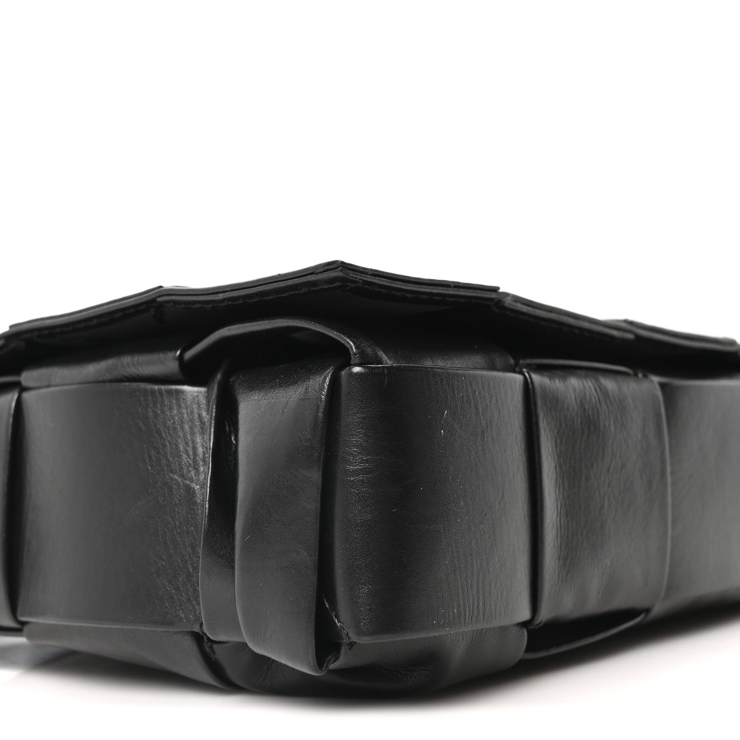 Paper Calfskin Maxi Intreccio Cassette Crossbody Bag Black