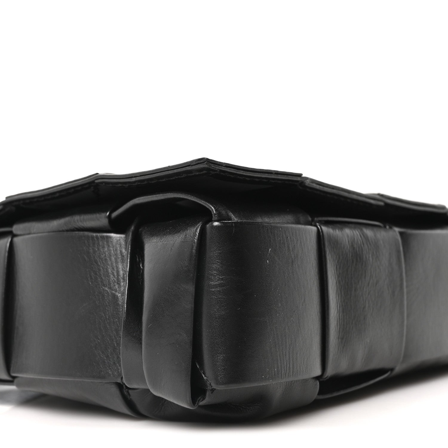 Bottega Veneta Paper Calfskin Maxi Intreccio Cassette Crossbody Bag Black 9 of 10
