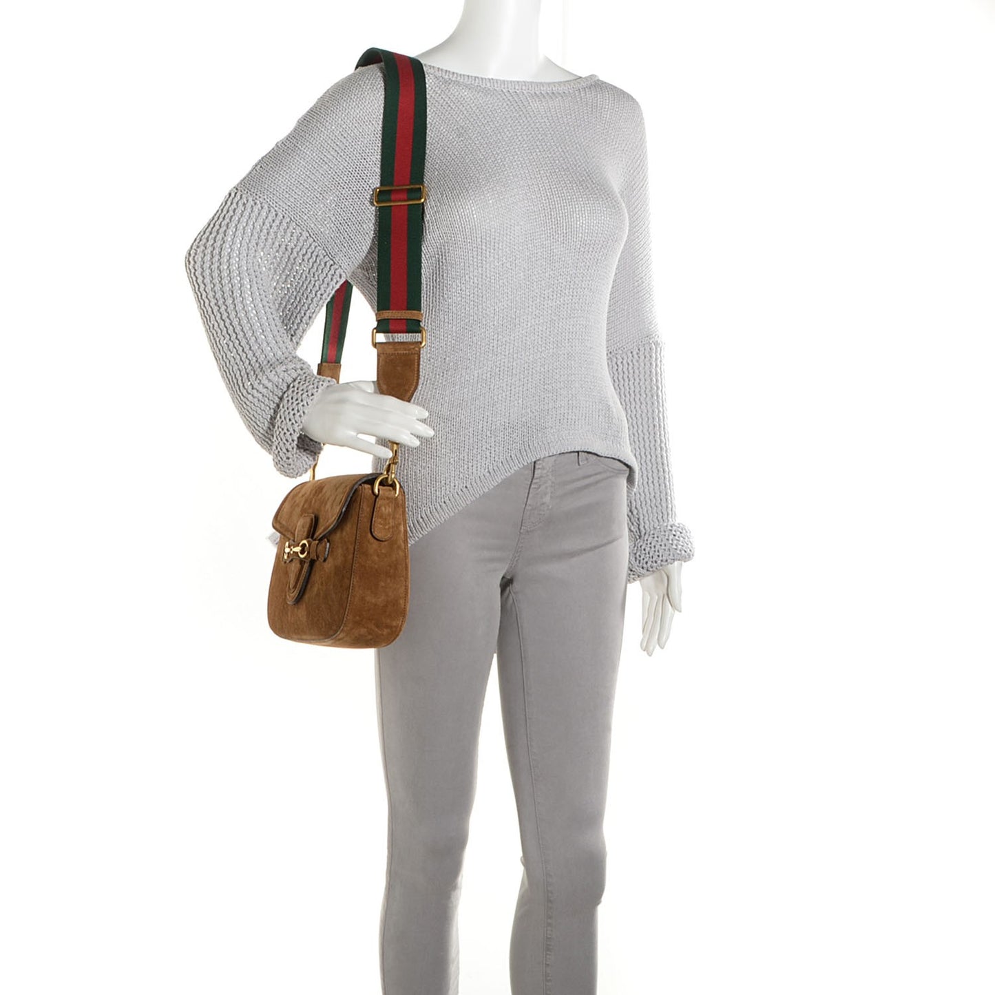 Suede Medium Lady Web Shoulder Bag New Marron