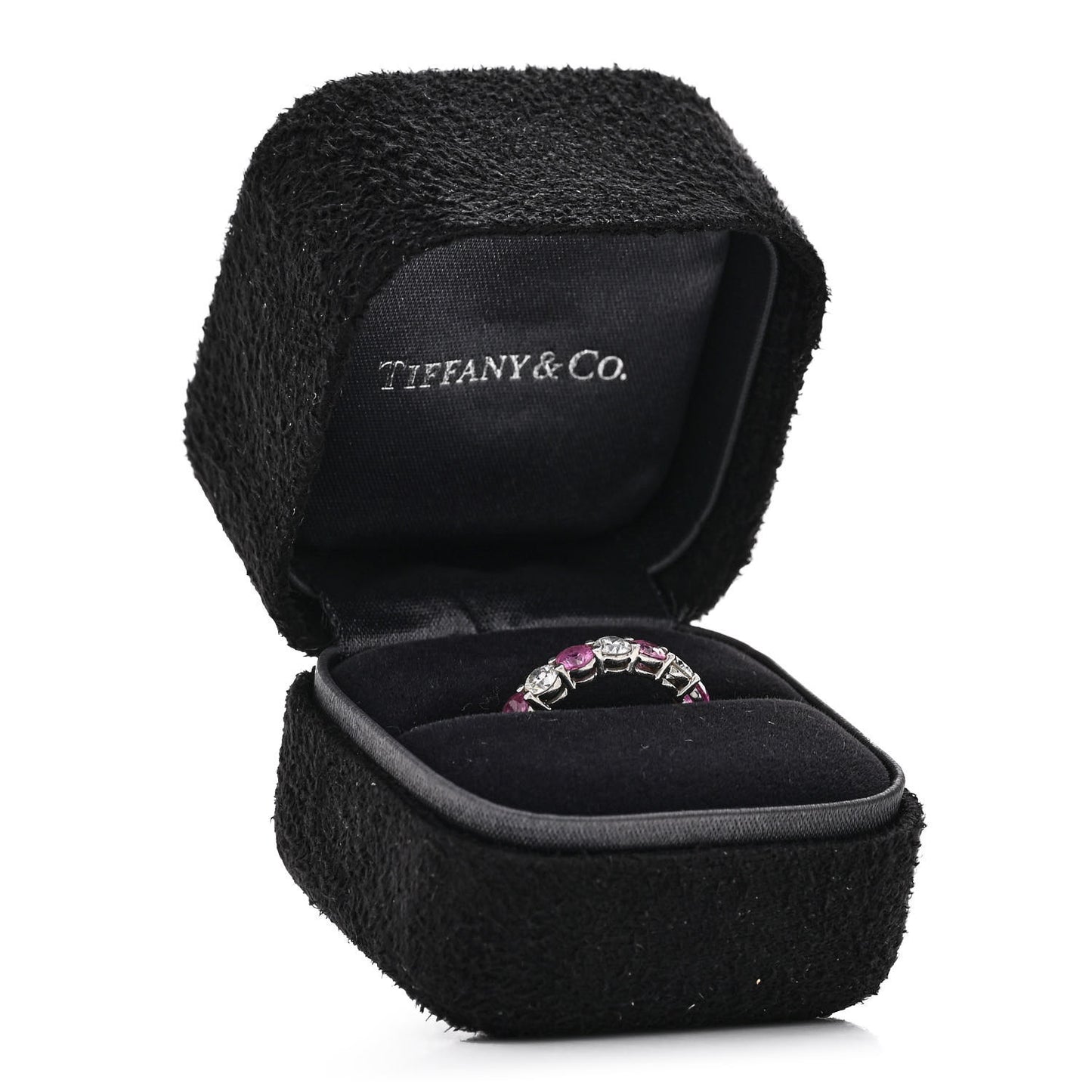 Platinum Diamond Pink Sapphire Eternity Band Ring 51 5.75