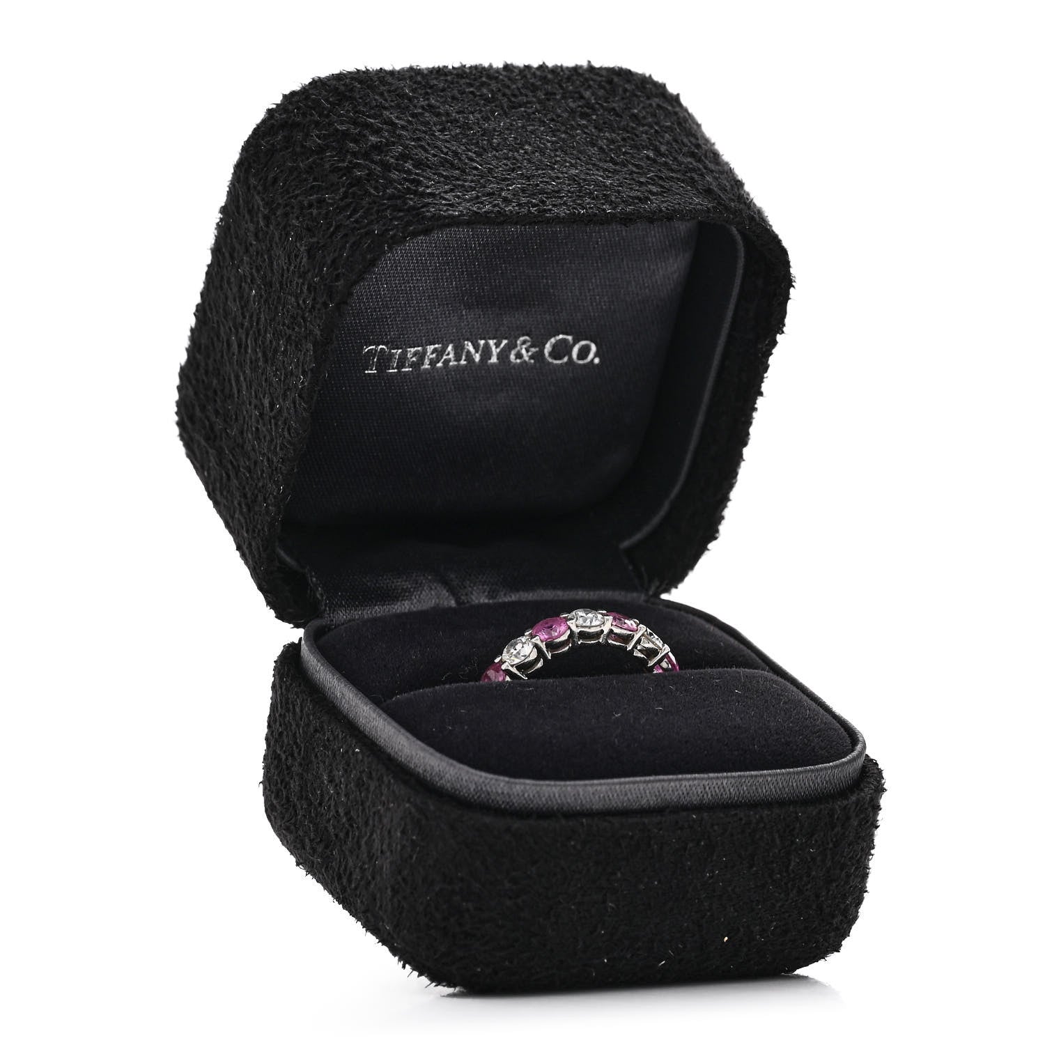Tiffany Platinum Diamond Pink Sapphire Eternity Band Ring 51 5.75 5 of 5