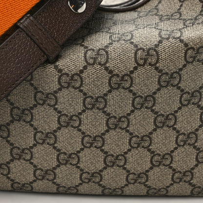 Gucci GG Supreme Monogram Textured Calfskin Web Large Attache Shoulder Bag Beige Ebony New Acero 7 of 9
