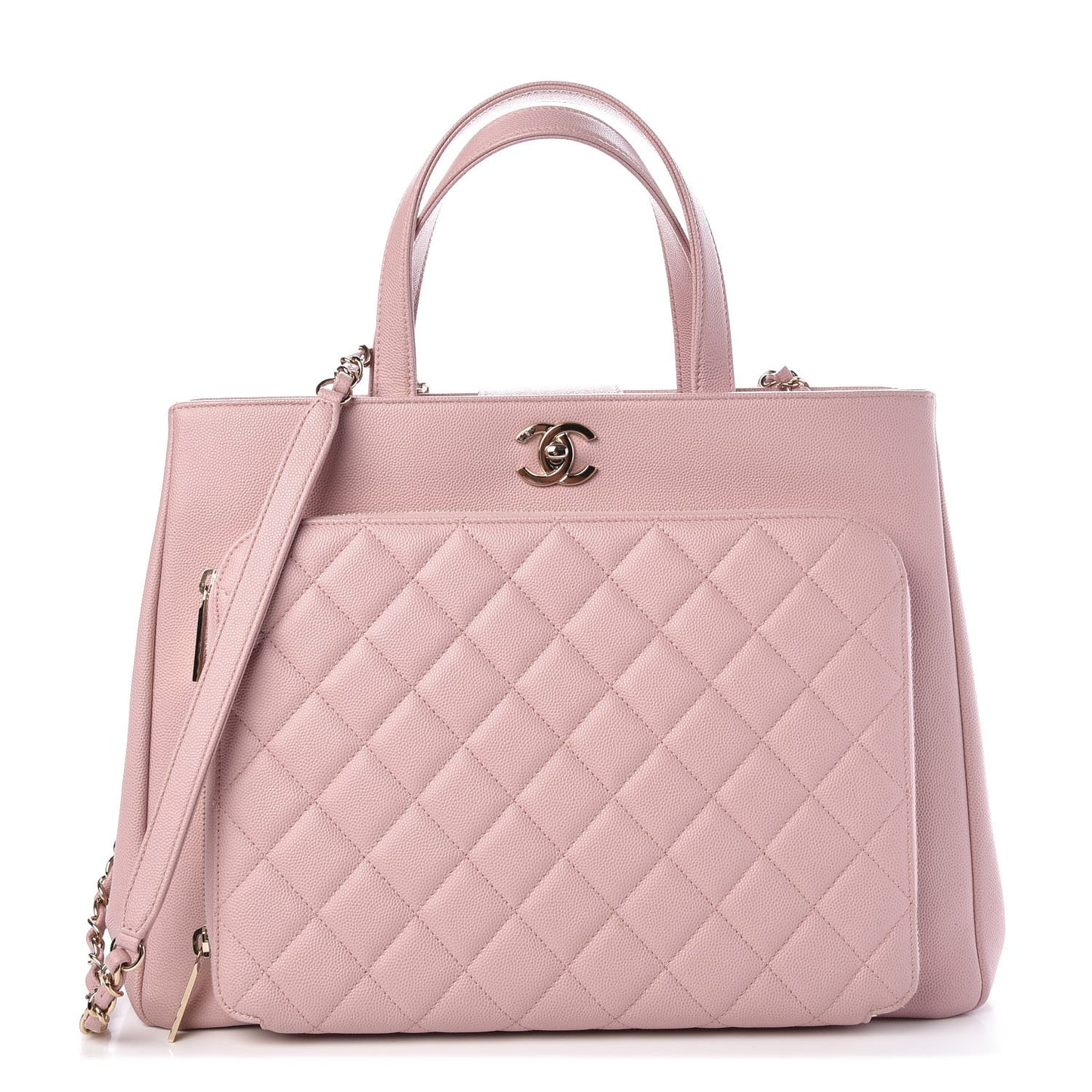 Caviar Quilted Large Business Affinity Shopping Bag Light Pink
