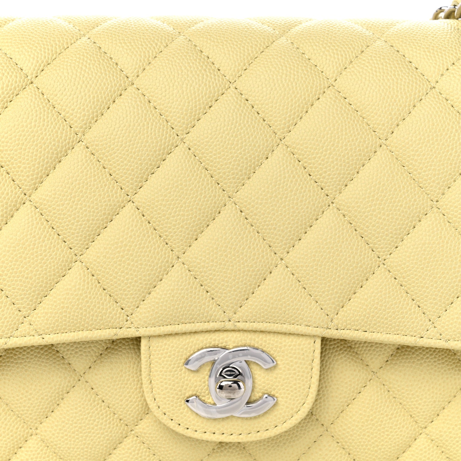Chanel Caviar Quilted Medium Double Flap Light Yellow 8 of 10