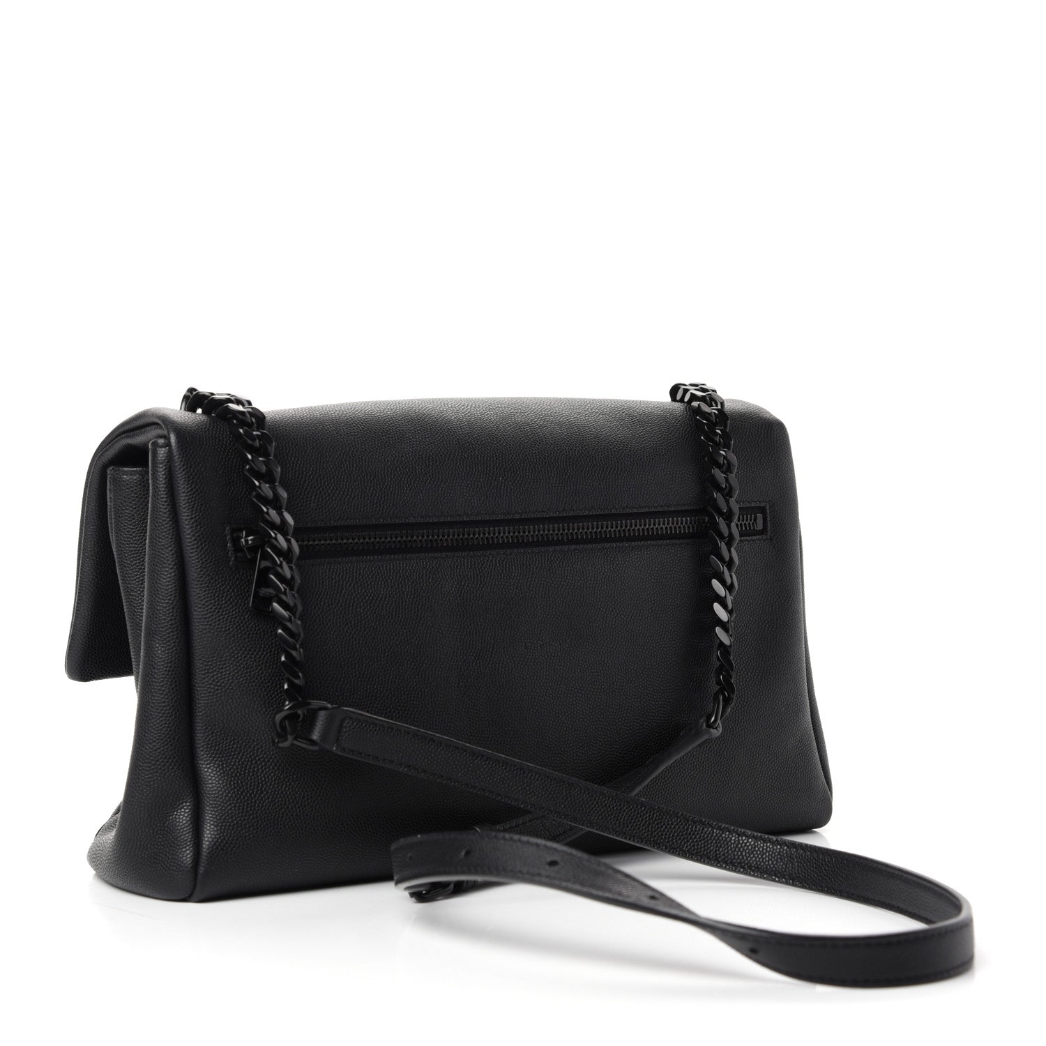 Saint Laurent Grain De Poudre Medium West Hollywood Monogram Fold-Over Black 3 of 9