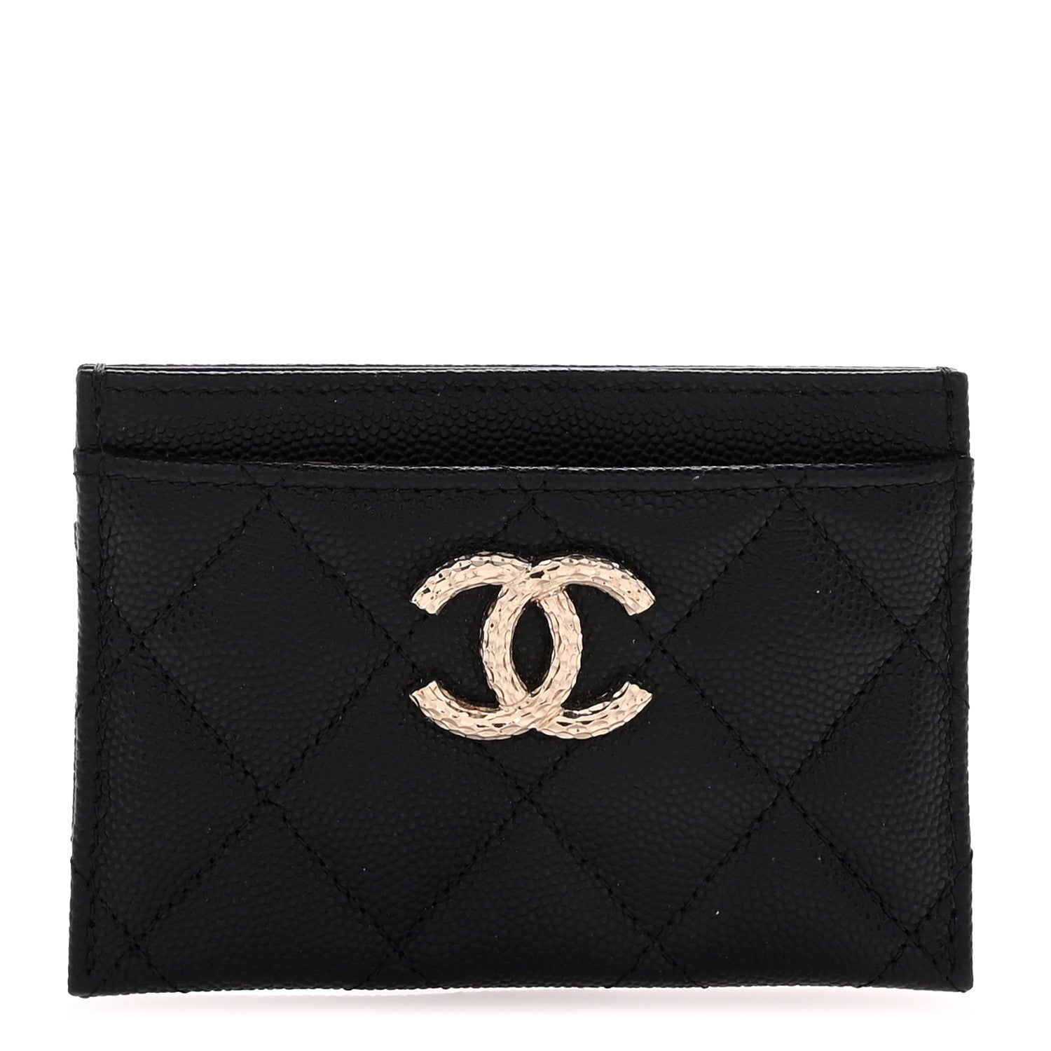Chanel Caviar Quilted Hammered CC Card Holder Black 1 of 9