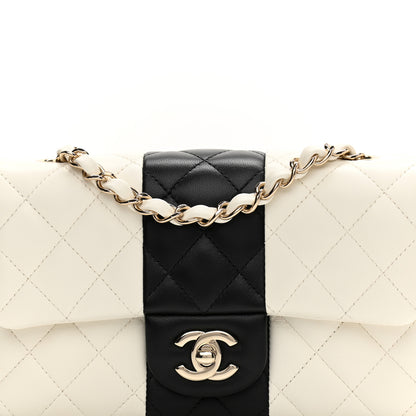 Chanel Lambskin Quilted Mini Rectangular Flap White Black 7 of 12
