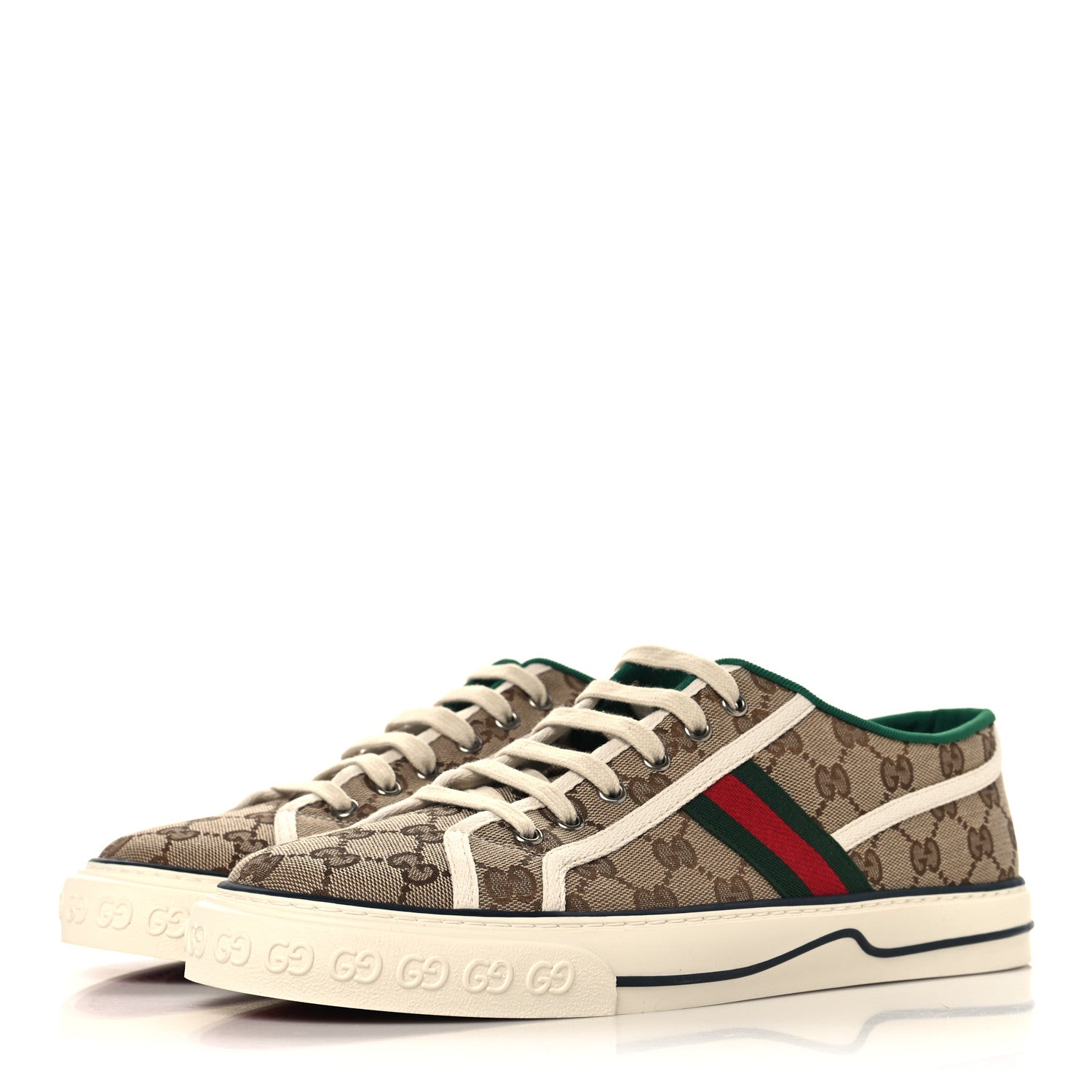 Gucci GG Monogram Web Mens 1977 Tennis Sneakers 11 Beige Ebony Mystic White  Vert 1868291 – FASHIONPHILE