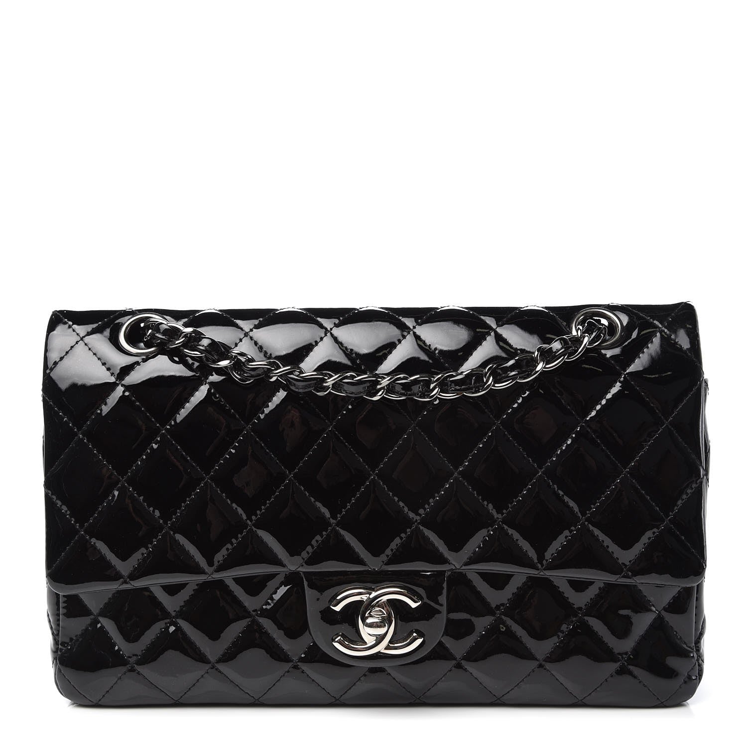 Chanel Patent Quilted Medium Double Flap Black 1 of 13