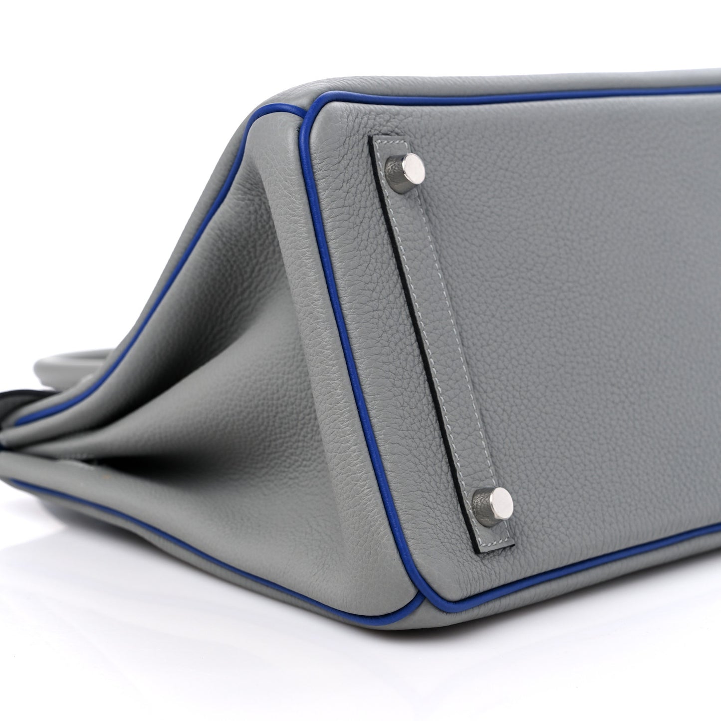 Togo Horseshoe Birkin 30 Gris Mouette Bleu Electrique