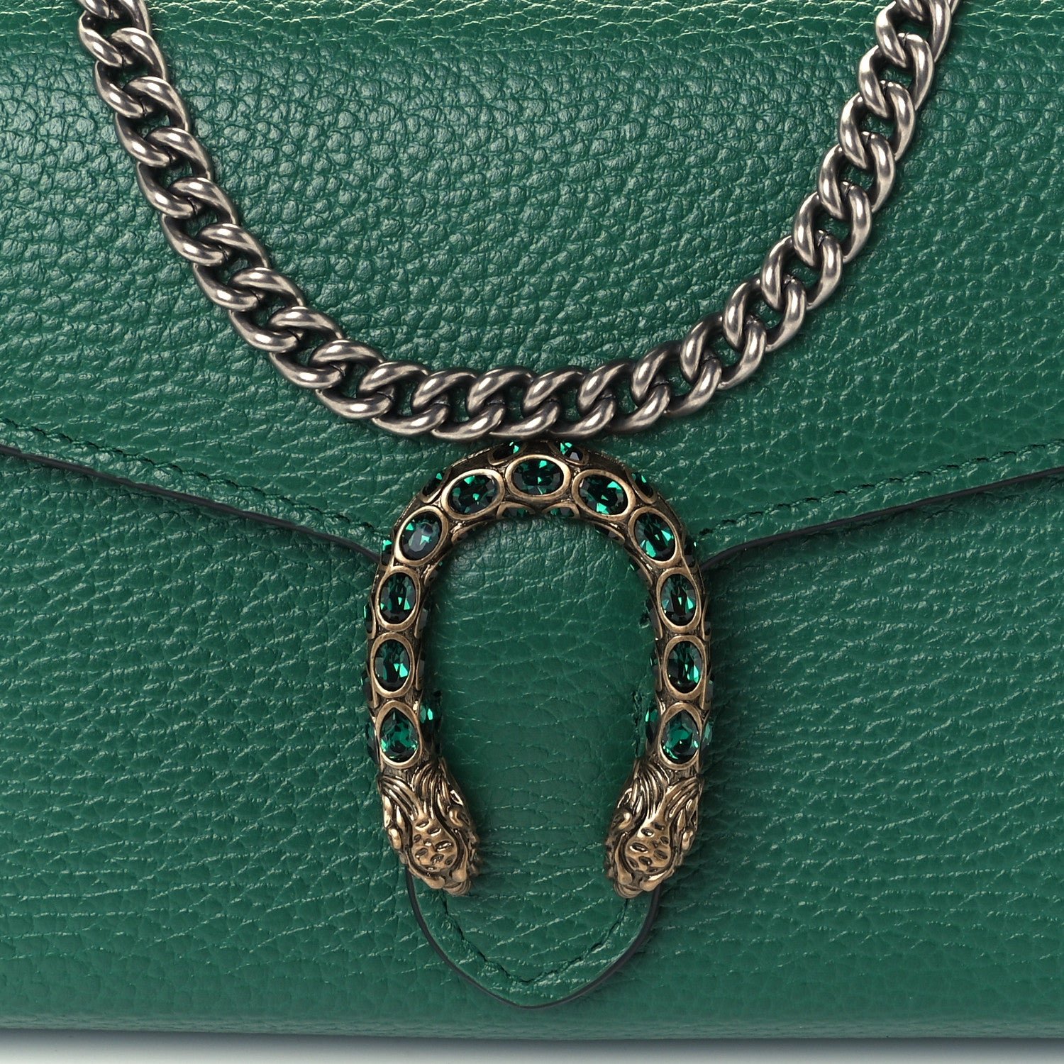 Gucci Calfskin Mini Dionysus Chain Wallet Emerald 8 of 10
