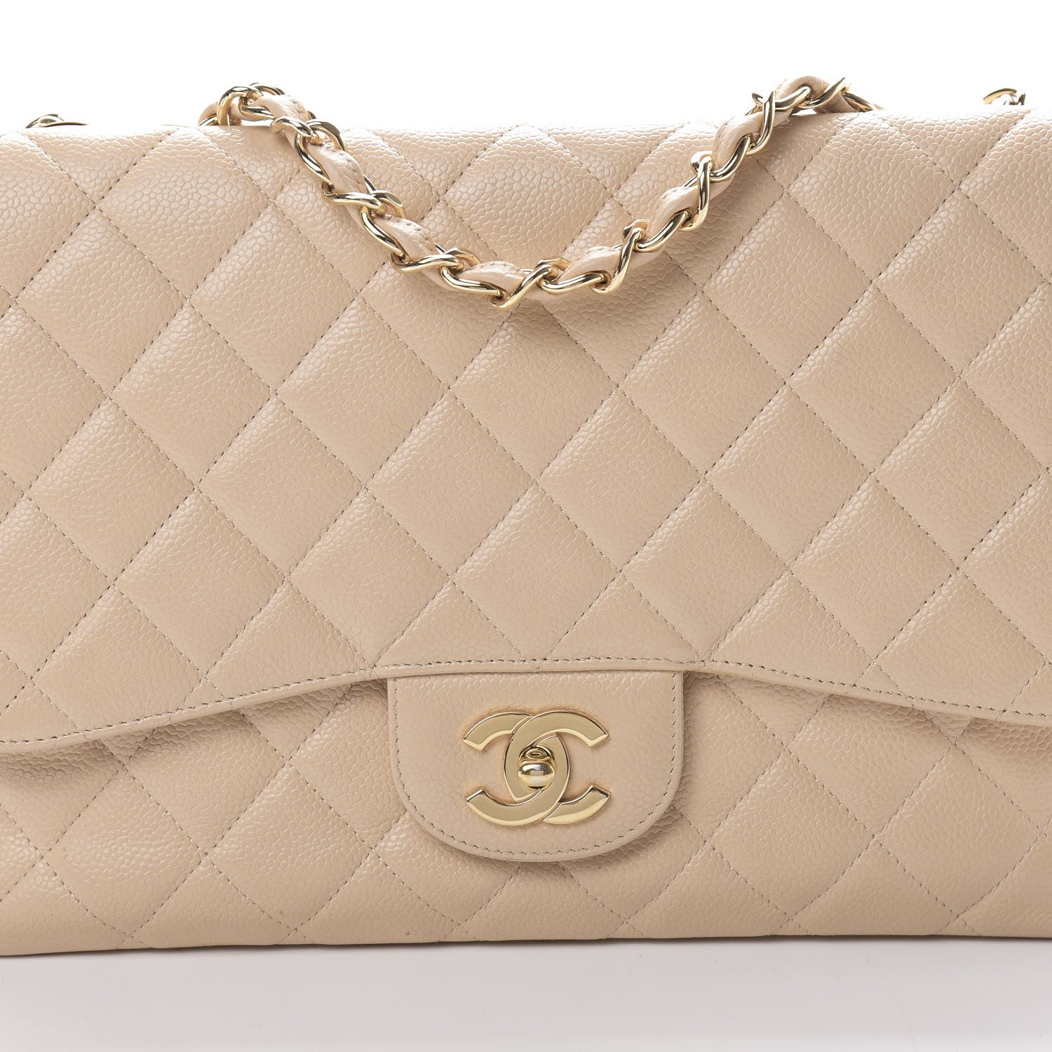 Chanel Caviar Quilted Jumbo Single Flap Beige Clair 7 of 15