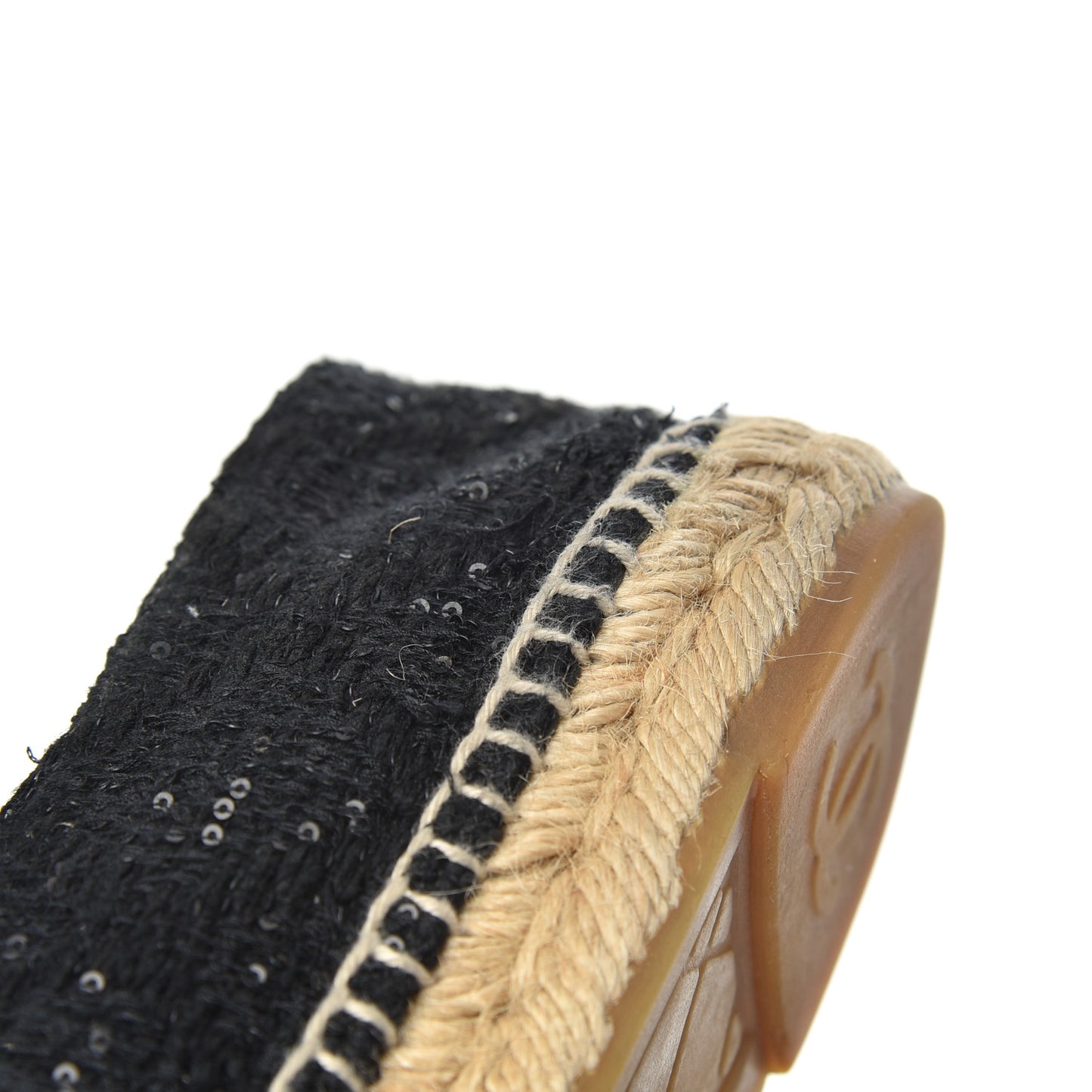 Tweed Patent Goatskin Sequin CC Espadrilles 38 Black