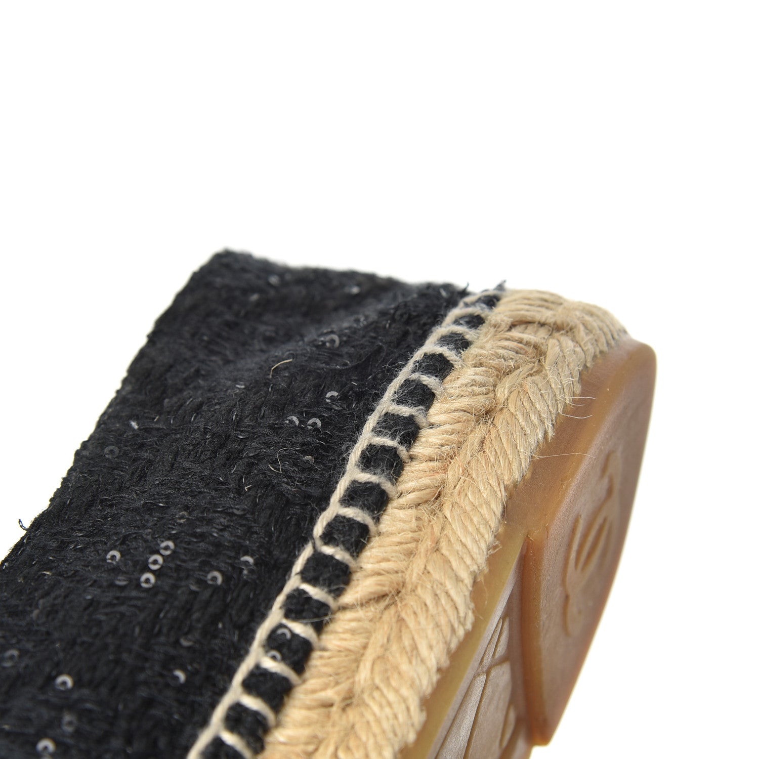 Chanel Tweed Patent Goatskin Sequin CC Espadrilles 38 Black 14 of 19