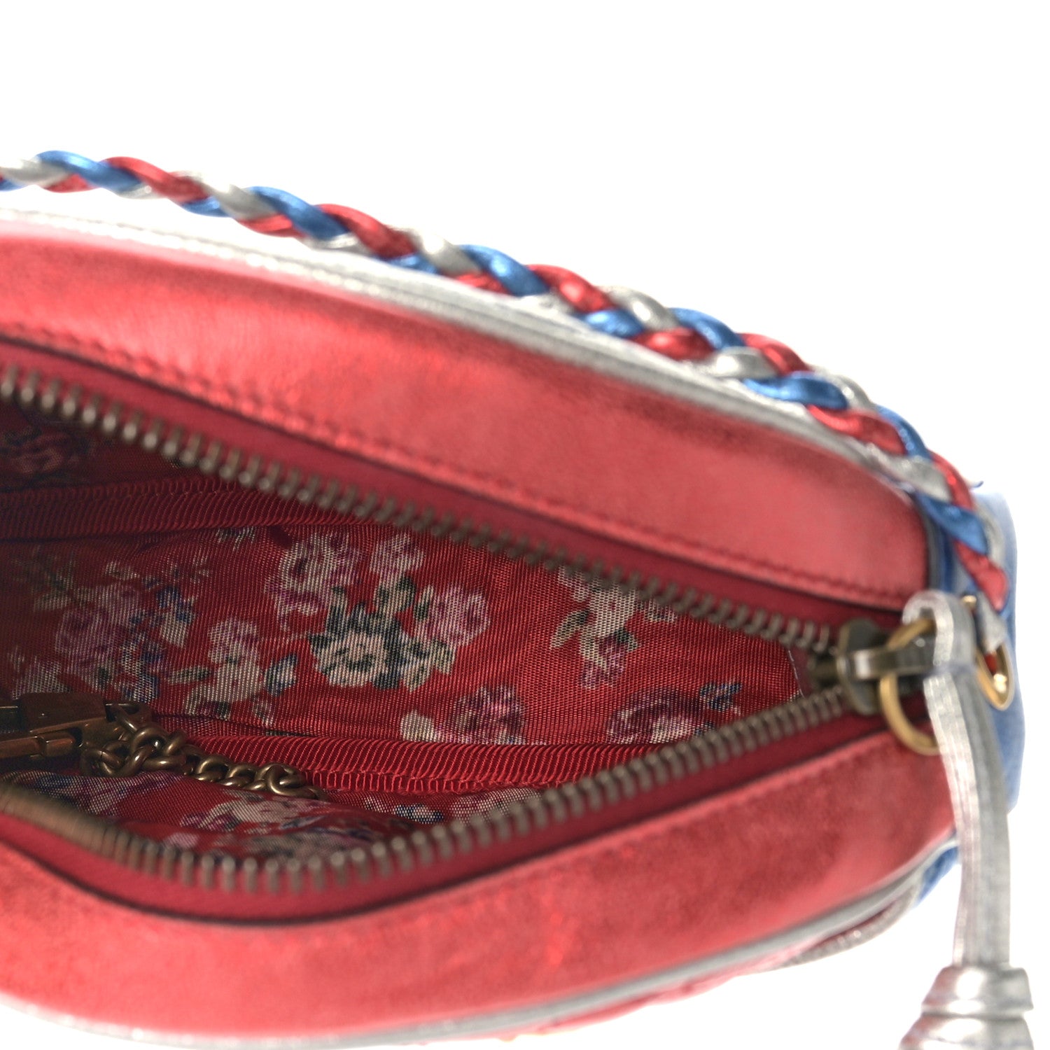 Gucci Laminated Nappa Trapuntata Mini Zumi Dome Shoulder Bag Rosso Marine Argento 5 of 8