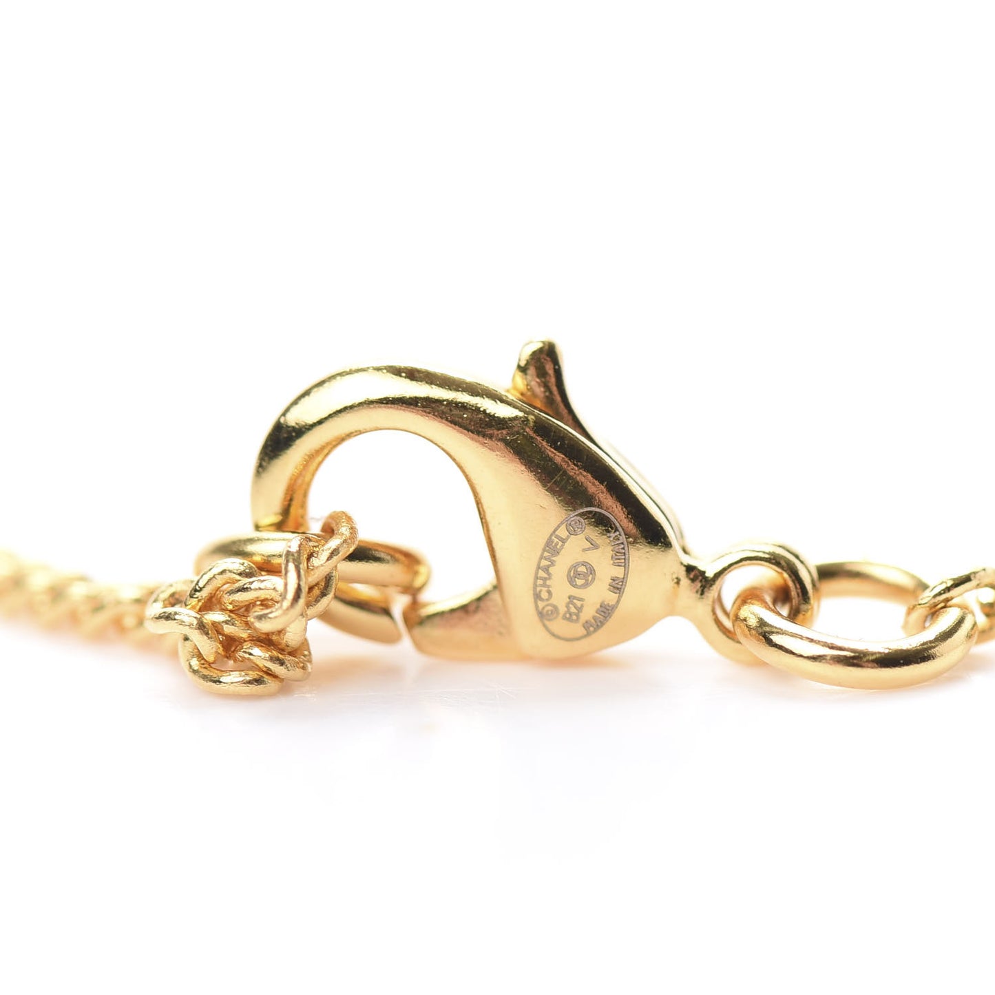 Metal CC Paris Button Necklace Gold