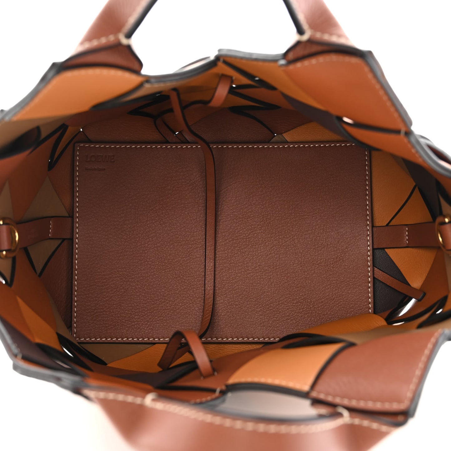 Calfskin Small Woven Basket Surplus Bag Brown