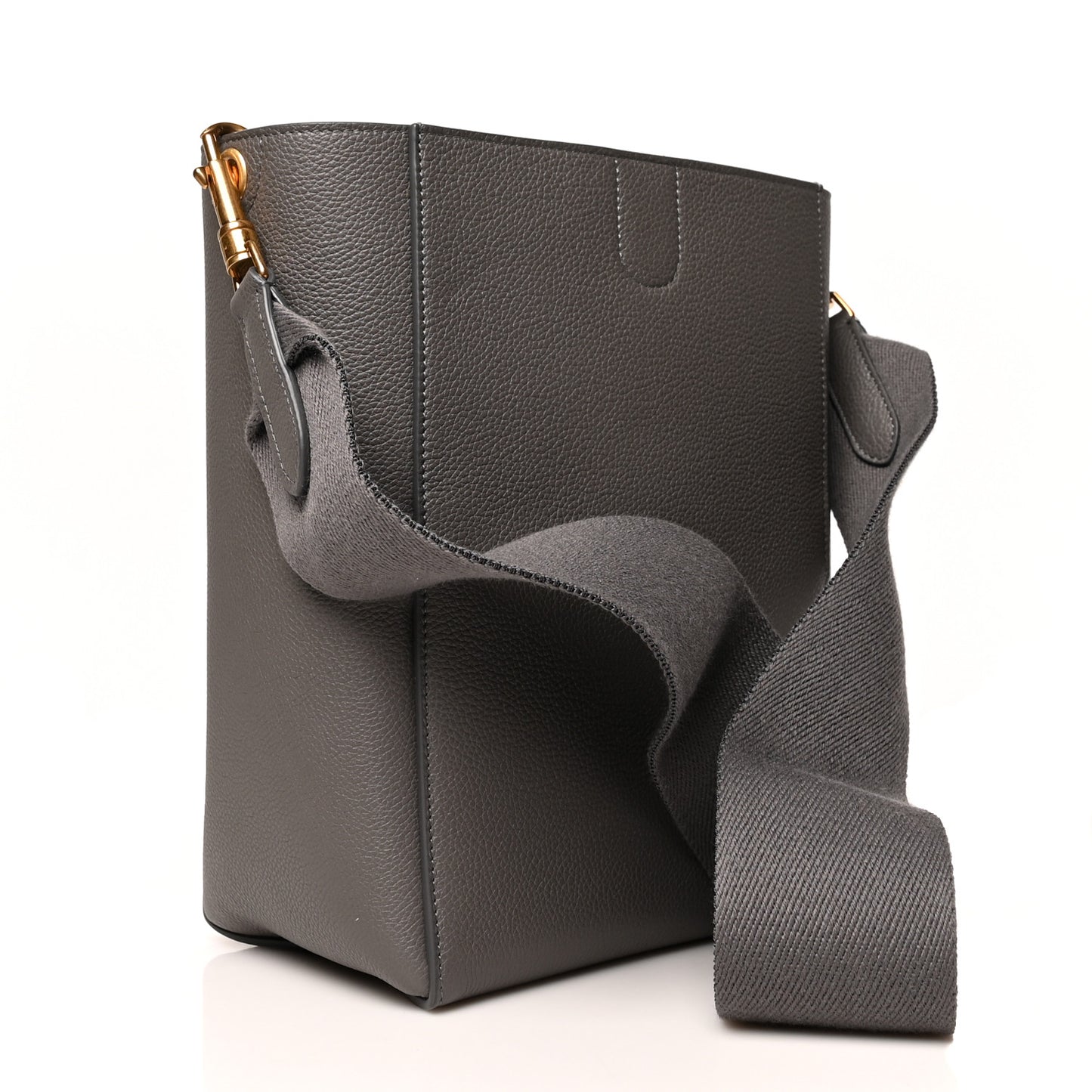 Soft Grained Calfskin Small Sangle Bucket Bag Grey
