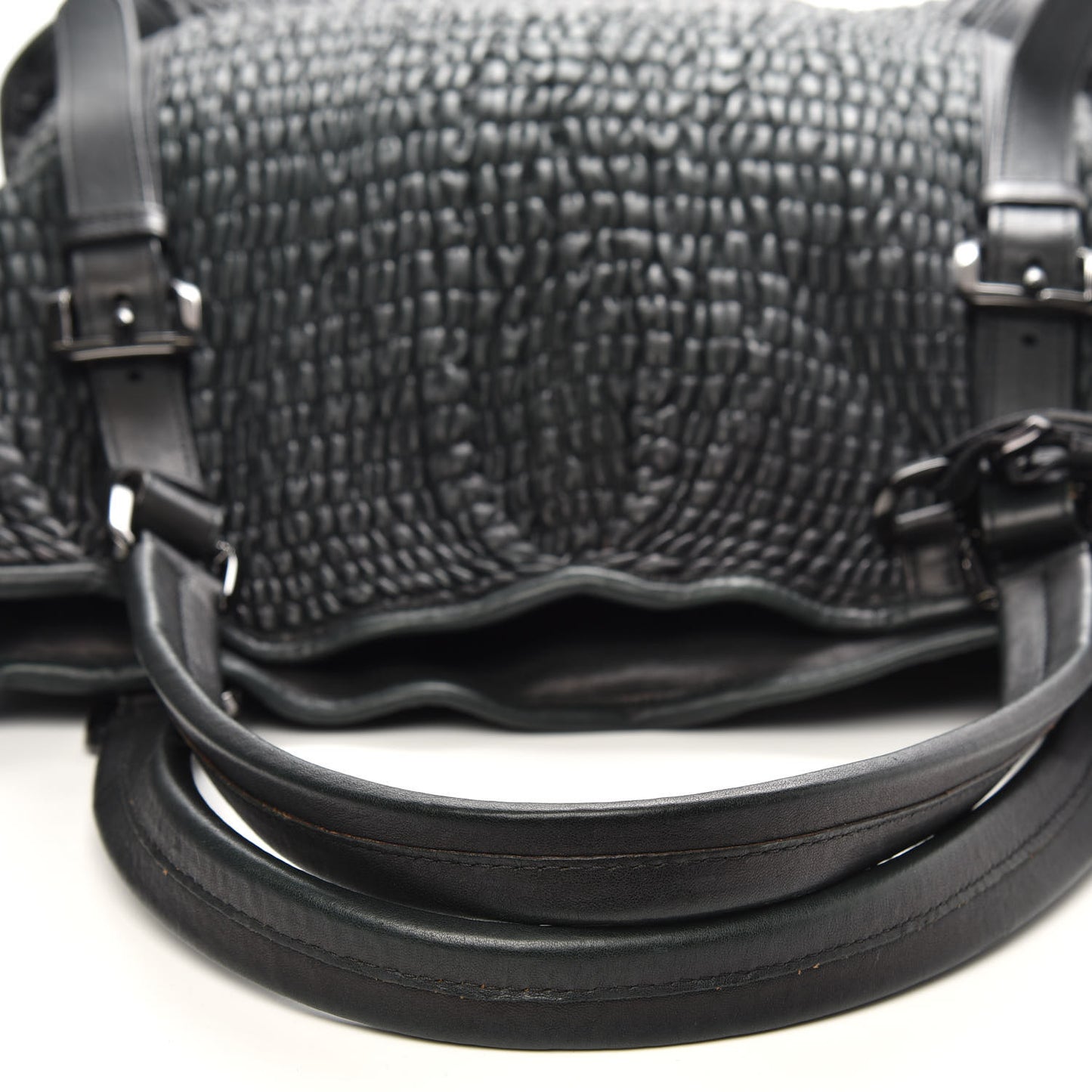 Calfskin Ruched Tote Green