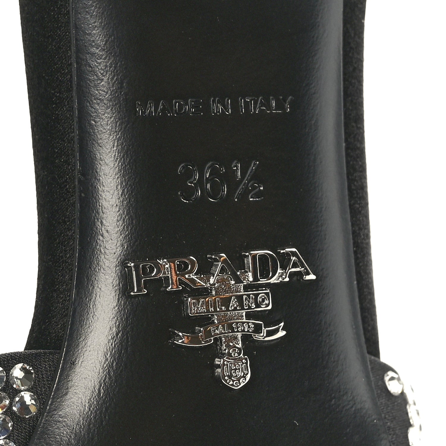 Prada Satin Crystal Logo 65mm Slide Sandals 36.5 Cristal 6 of 7