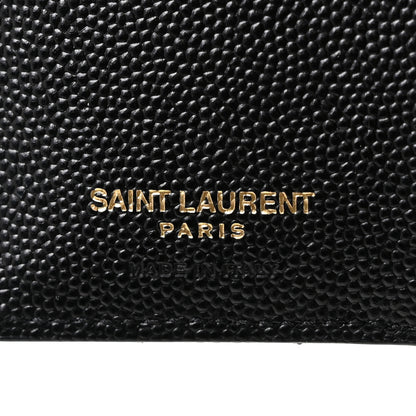 Saint Laurent Grain De Poudre Matelasse Chevron Monogram Zipped Card Case Black 6 of 9