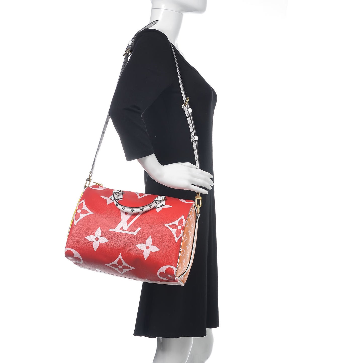 Monogram Giant Speedy Bandouliere 30 Rouge