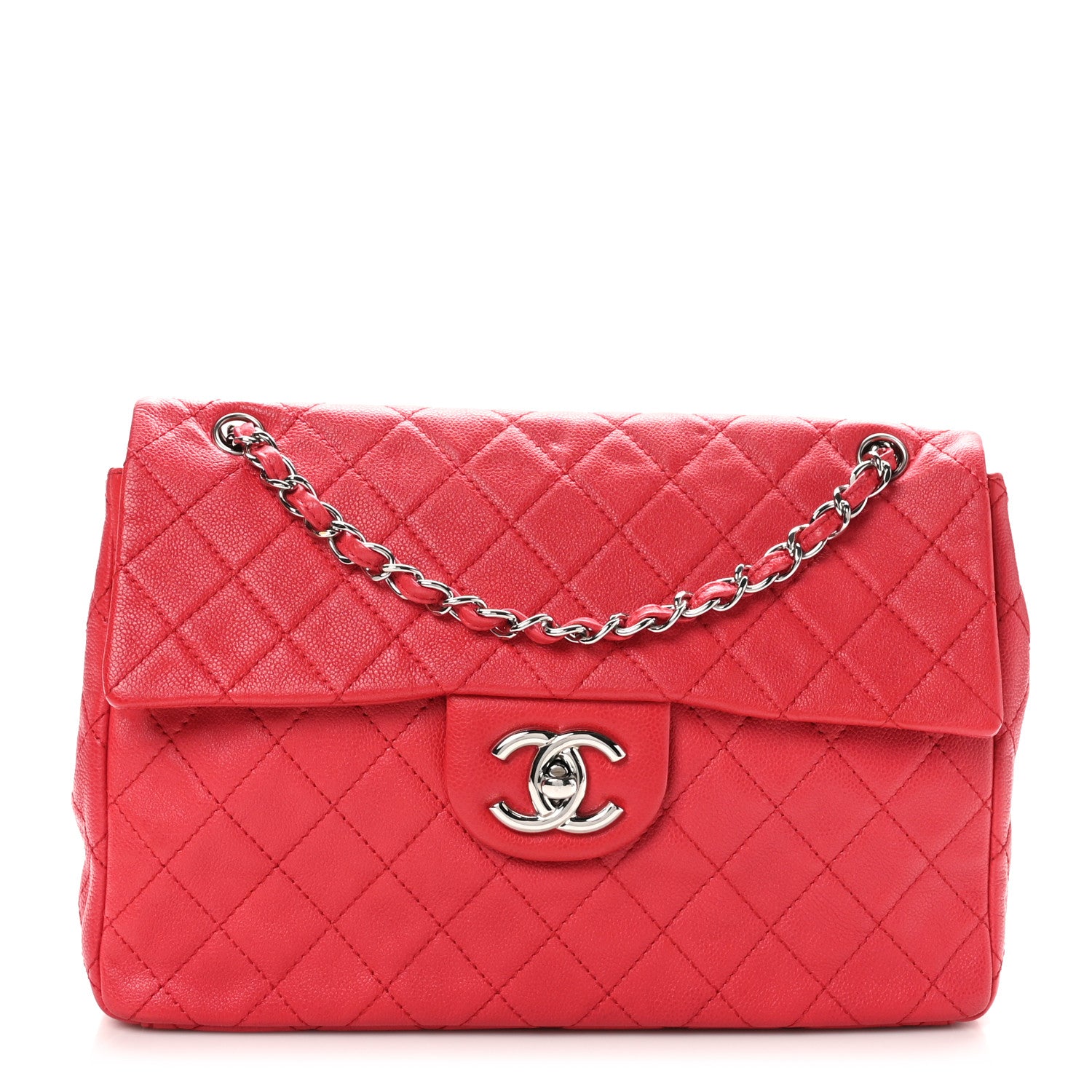 Chanel Washed Caviar Quilted Maxi Single Flap Fuchsia 1 of 10