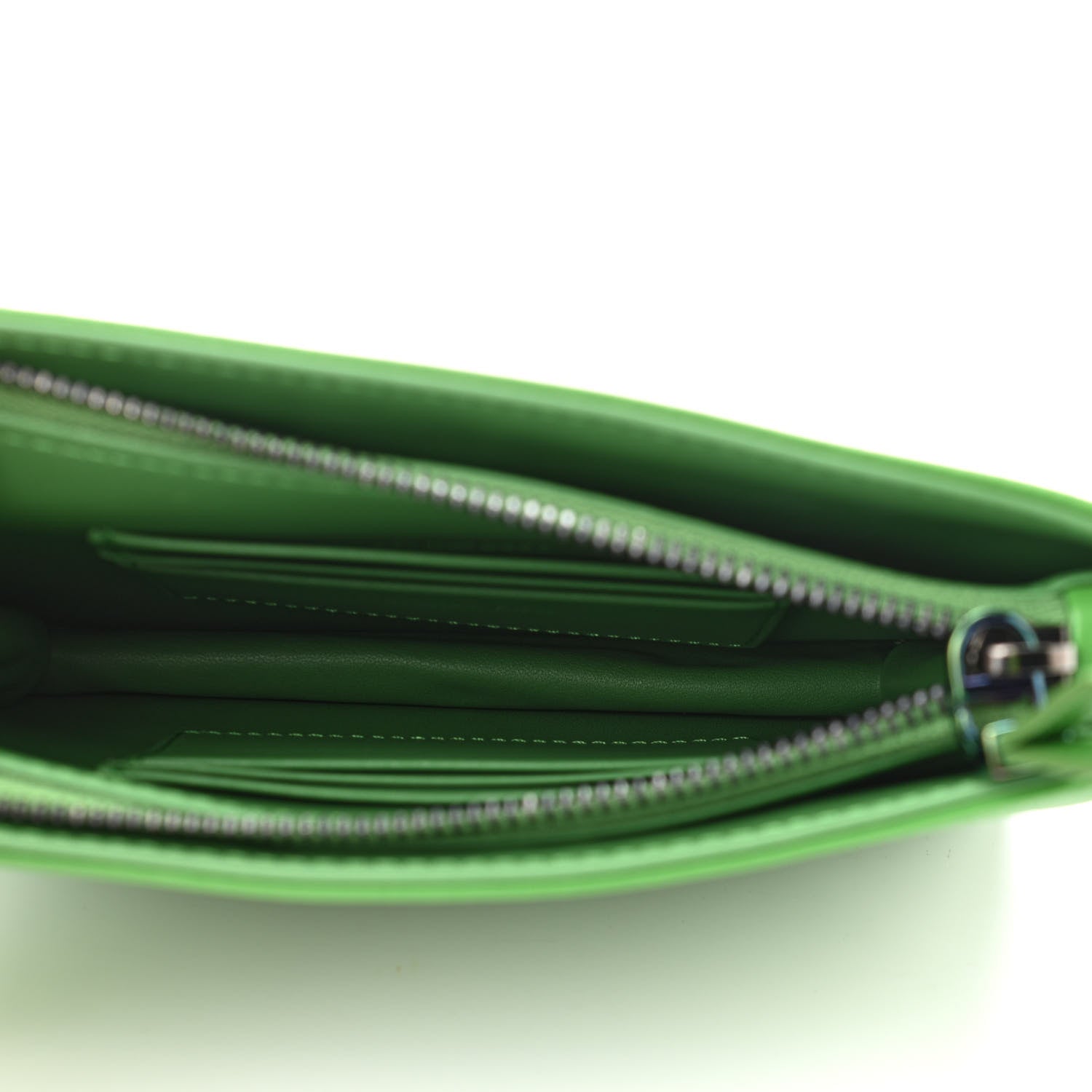 Christian Dior Calfskin Cannage Caro Zipped Pouch With Chain Bright Green 5 of 9