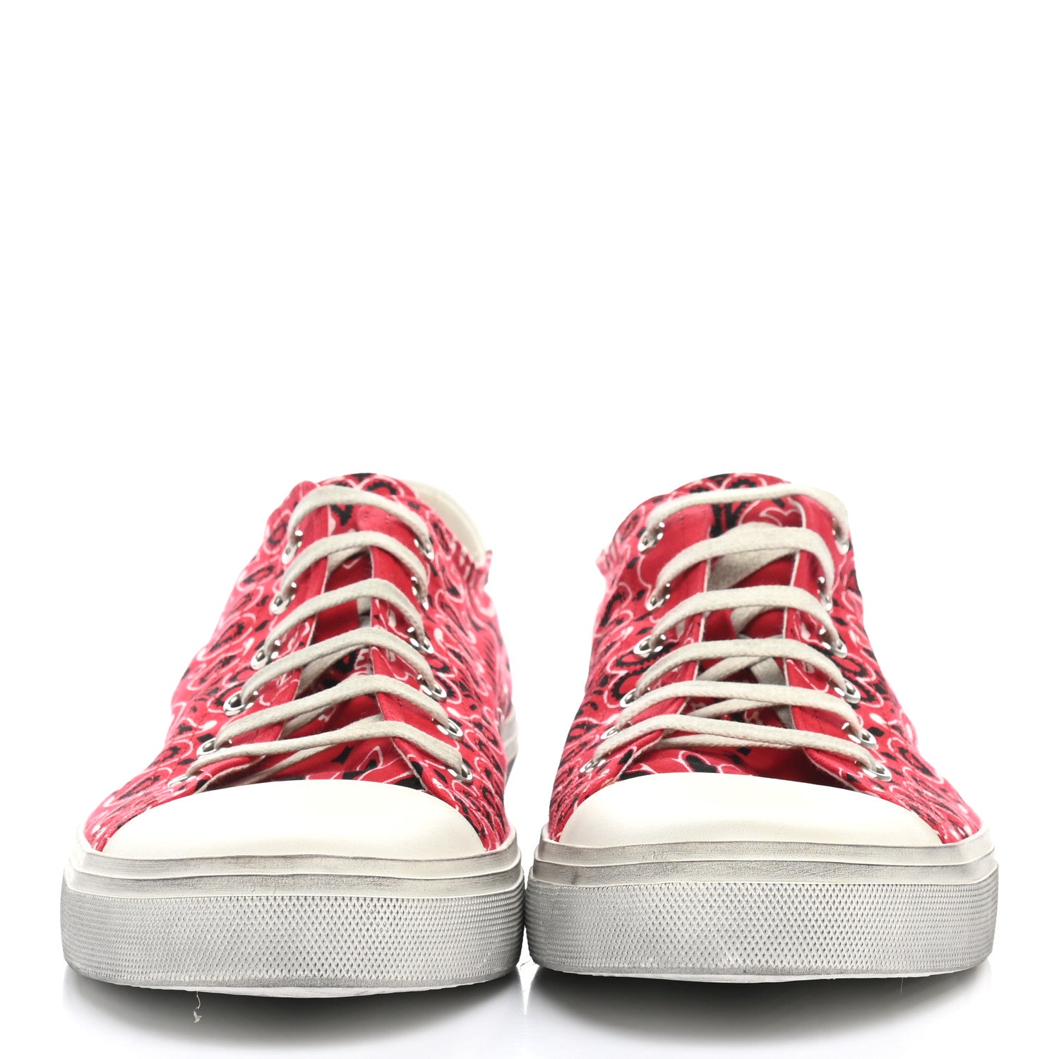 Saint Laurent Canvas Bandana Print Bedford Low Top Sneakers 43 Red 2 of 11