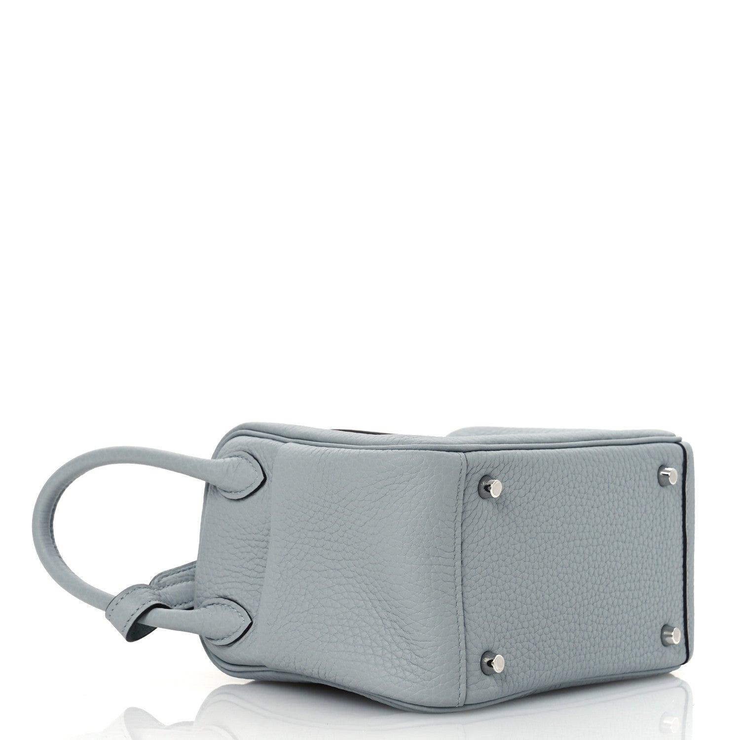Hermes Taurillon Clemence Mini Lindy 20 Bleu Glacier 4 of 11