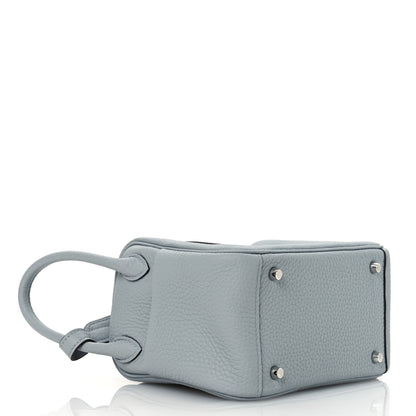 Hermes Taurillon Clemence Mini Lindy 20 Bleu Glacier 4 of 11