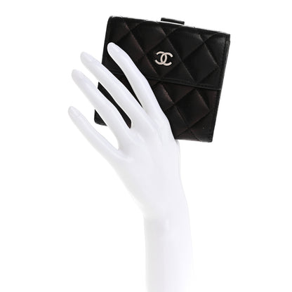 Chanel Lambskin Quilted Compact French Flap Wallet Black 2 of 16