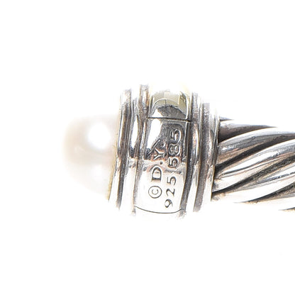 David Yurman Sterling Silver 14K Yellow Gold Pearl 5mm Cable Classics Bracelet 5 of 5