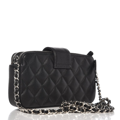 Chanel Caviar Quilted CC Box Clutch With Chain Black 3 of 13