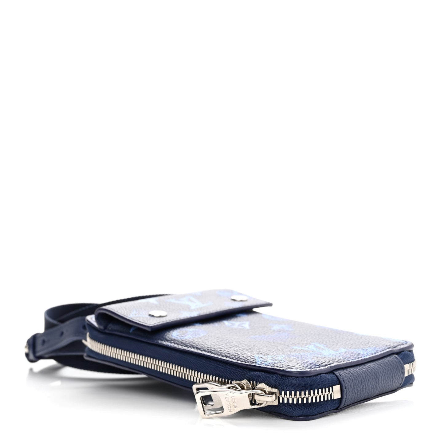 Monogram Ink Watercolor Phone Pouch Blue
