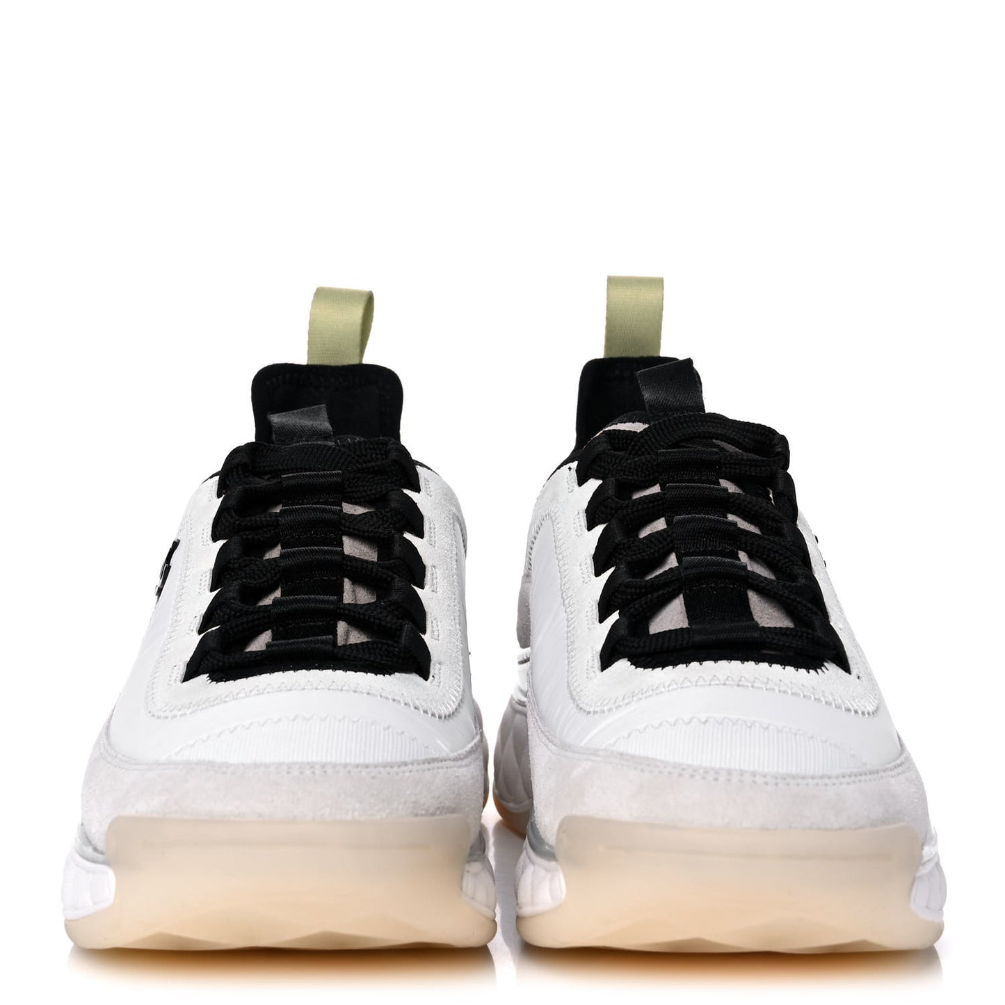 Fabric Suede Calfskin CC Sneakers 40 White Black