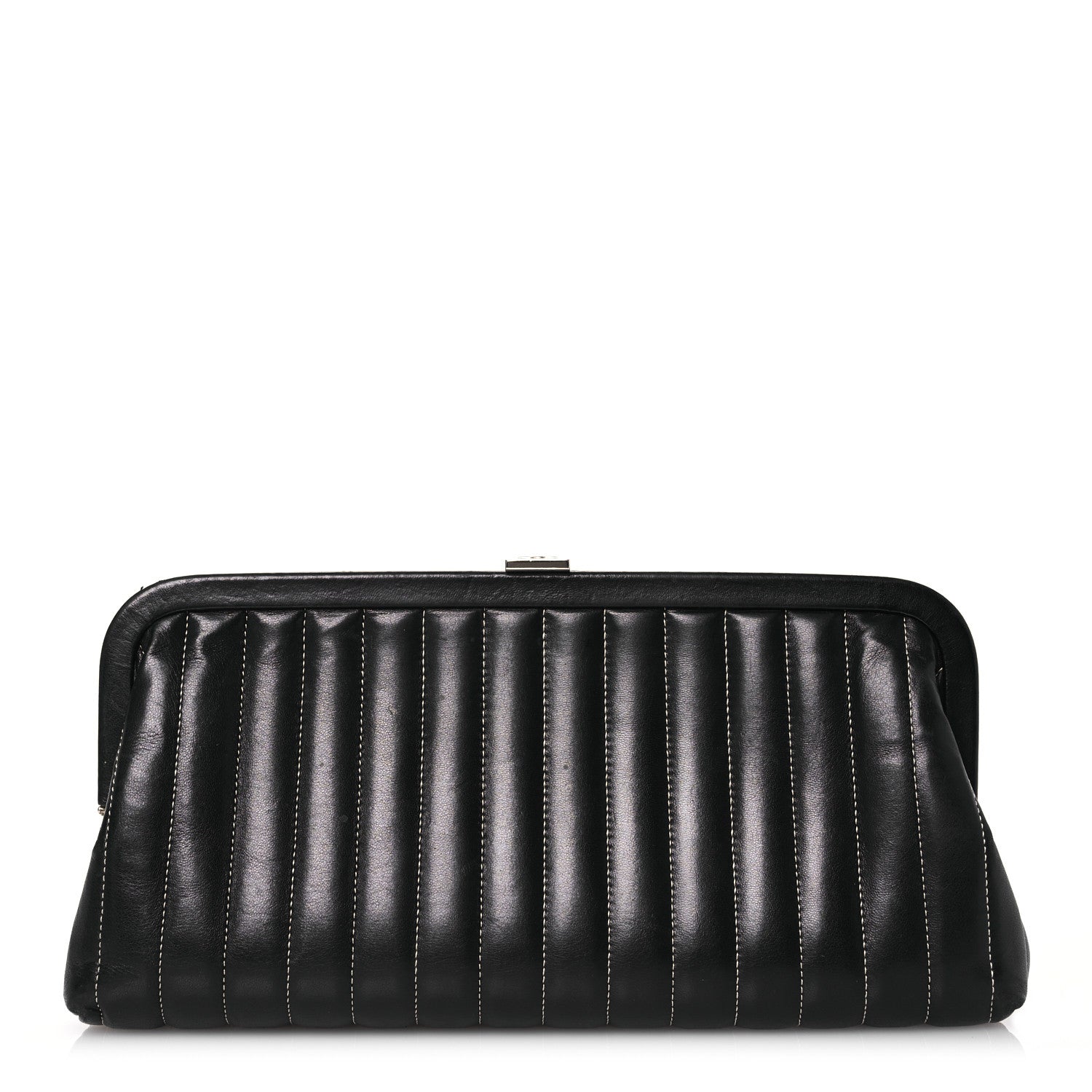 Chanel Lambskin Vertical Quilted Mademoiselle Clutch Black 1 of 15